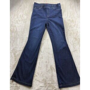 Spanx Women's Pull On Flare Leg Blue Stretch Denim Jeans - Size XL